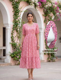 Premium Georgette Feeding Maxi-Pink