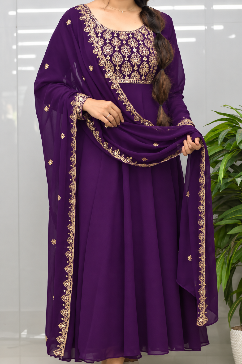 Feeding Party Wear 2Pc Set-wine shade