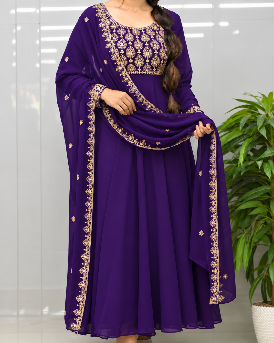 Feeding Party Wear 2Pc Set-Violet