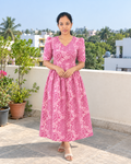 Feeding Handloom Cotton Kalamkari Maxi-Pink