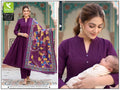 Roman Silk Kurta Set With Kalamkari Dupatta-Wine