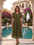 Georgette Feeding Maxis with Embroidery Work-Green