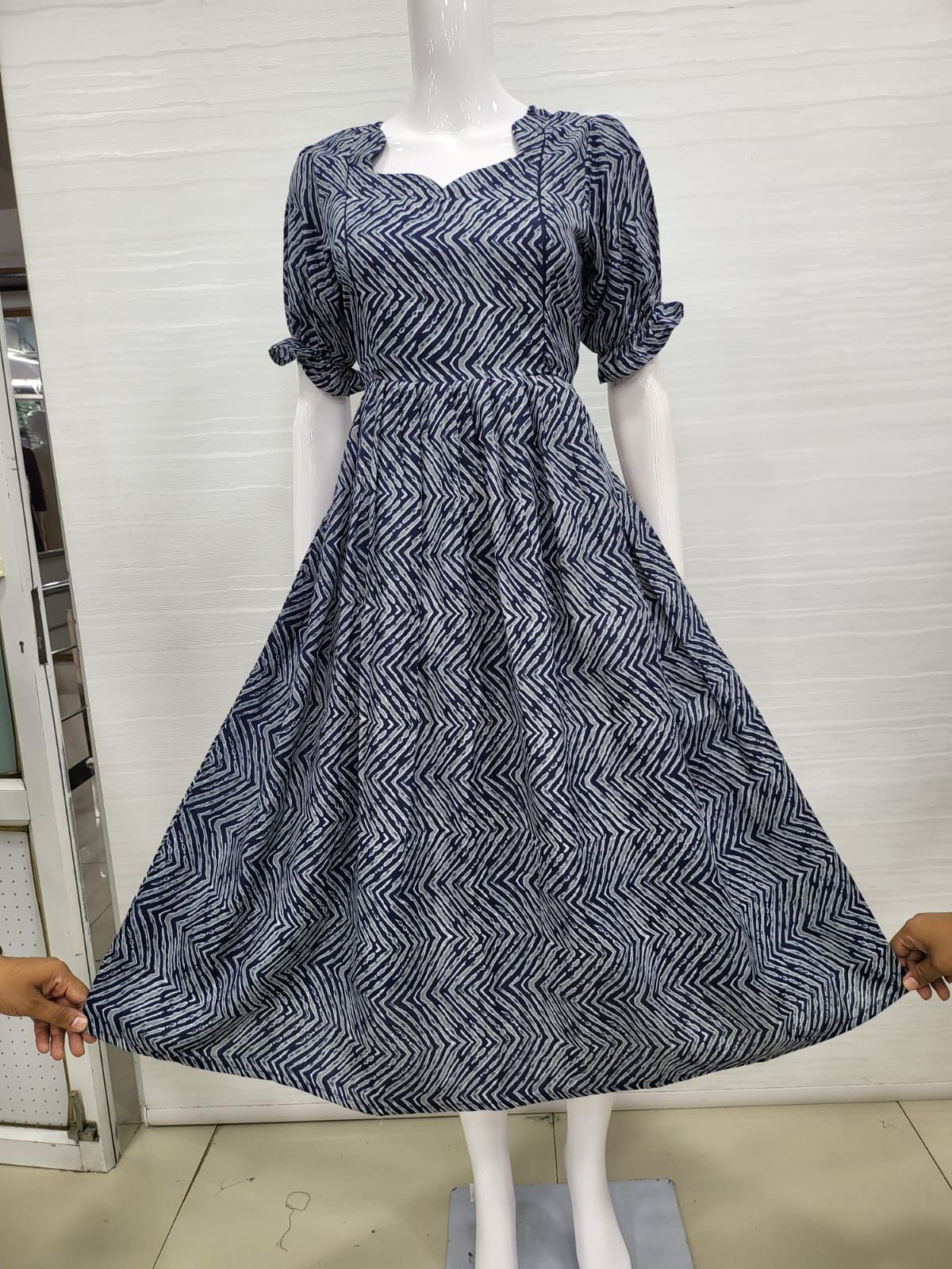 Feeding Blend cotton Maxi -Blue Stripes