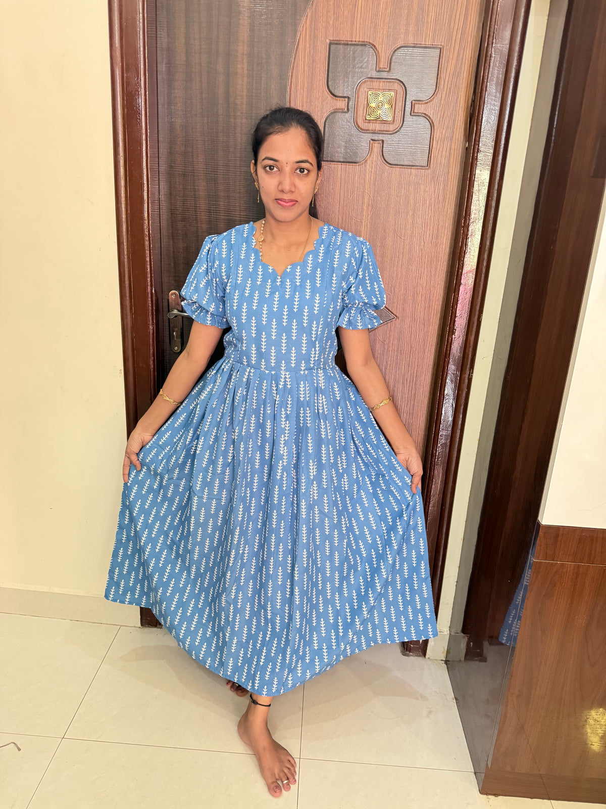 Feeding Blend cotton Maxi -Aqua Blue