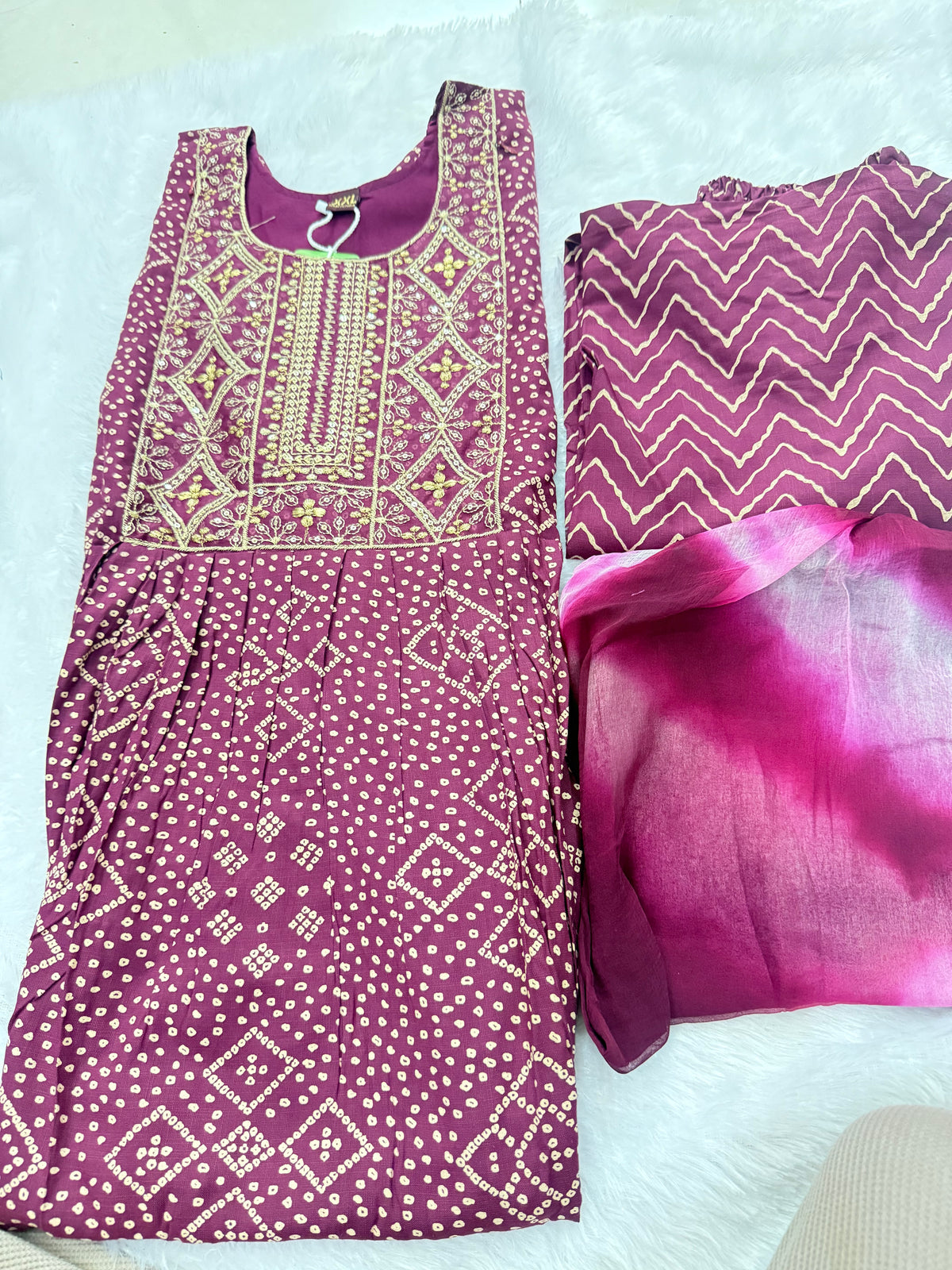Party Wear 3Pc Set -Heavy Two Ton Fabric -Violet