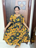 Feeding 2 Tier Georgette Maxi-Yellow Floral