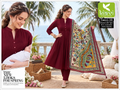 Roman Silk Kurta Set With Kalamkari Dupatta-Maroon