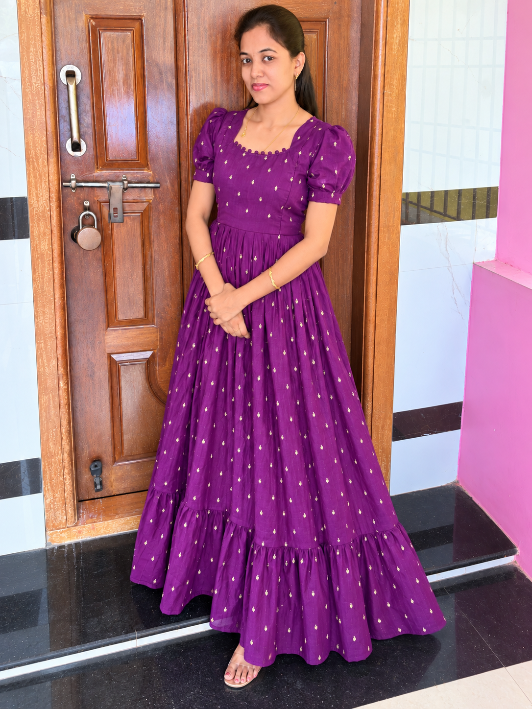 Party Wear Full Length Maxi-Violet