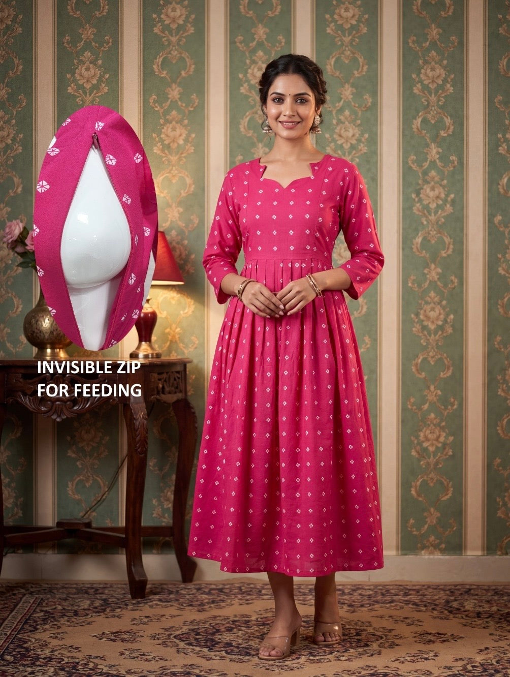 Feeding Blend cotton Maxi -Pink