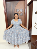 Feeding Georgette Maxi-Blue