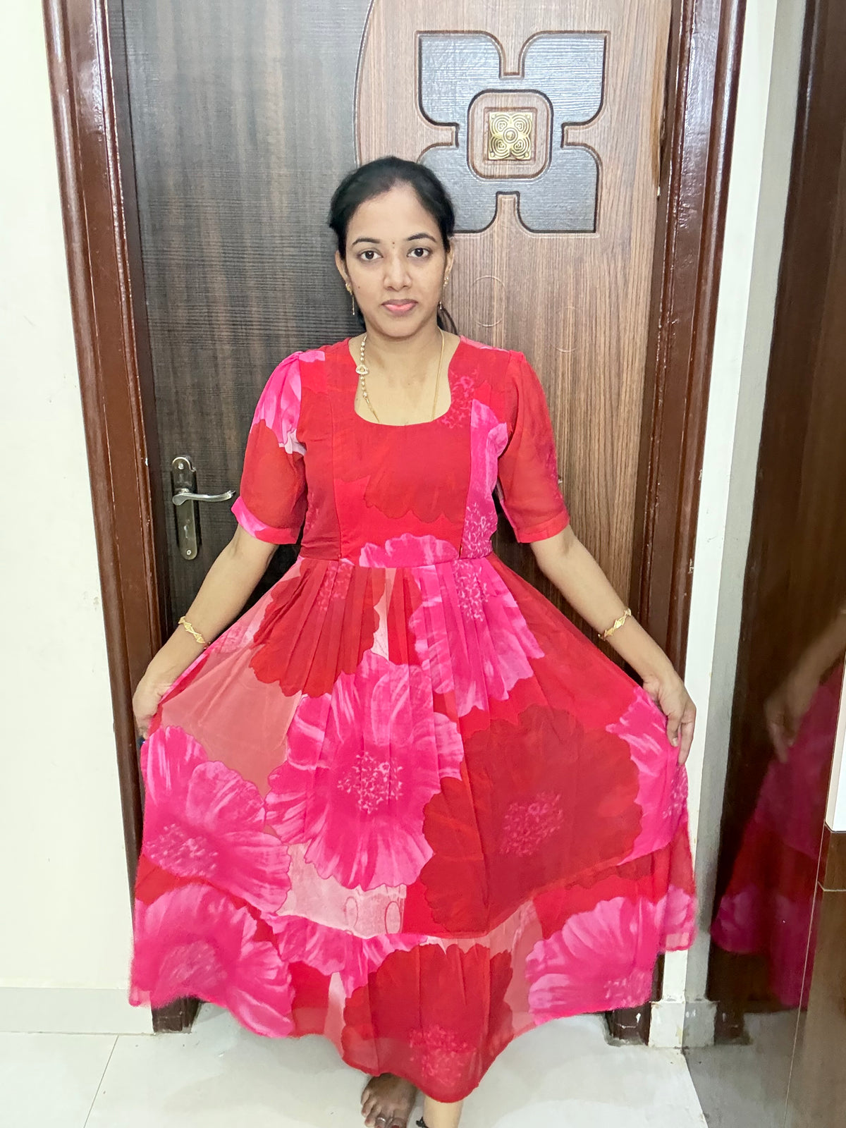 Feeding Georgette Maxi -Red