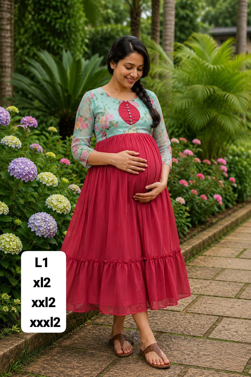 Georgette With organza Maxi-onion Pink