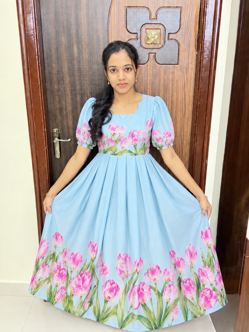 Tulip Sky Blue Cotton Maxi-Blossom Digital (Copy)