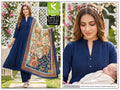 Roman Silk Kurta Set With Kalamkari Dupatta-Blue