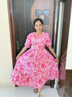 Feeding Handloom Cotton Maxi -Pink