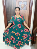 Feeding 3 Tier Georgette Maxi - Green Floral