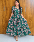 Feeding Pure Cotton Maxis With Digital Prints -Green