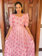 Pink Lotus Printed Cotton Maxi