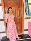Pink Lotus Printed Cotton Maxi
