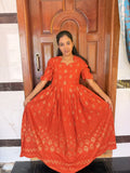 Rust Orange Long Feeding Maxi-Mixed Cotton
