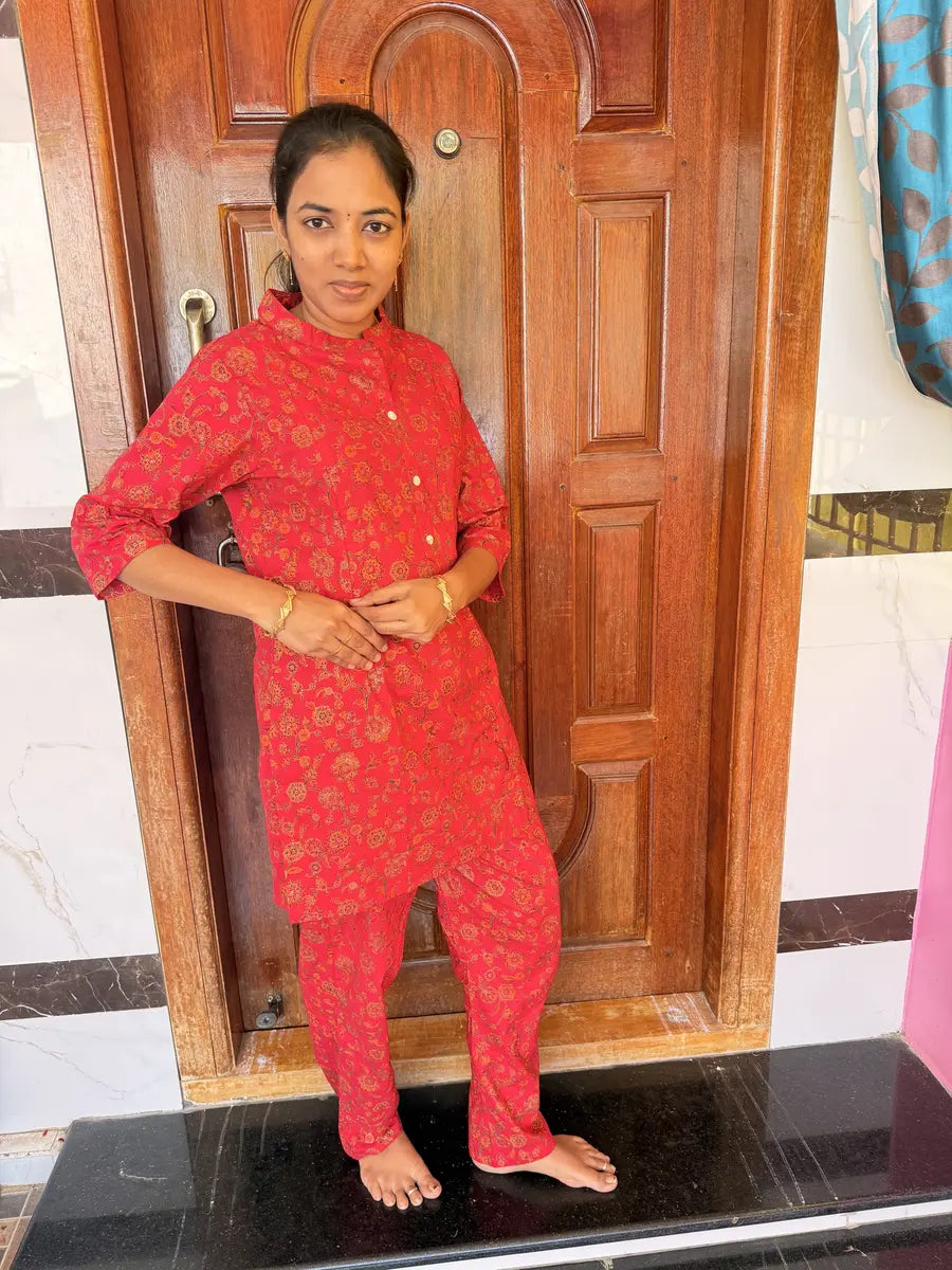 Feeding Coord Set -Jaipur Cotton -Pink Foil Print