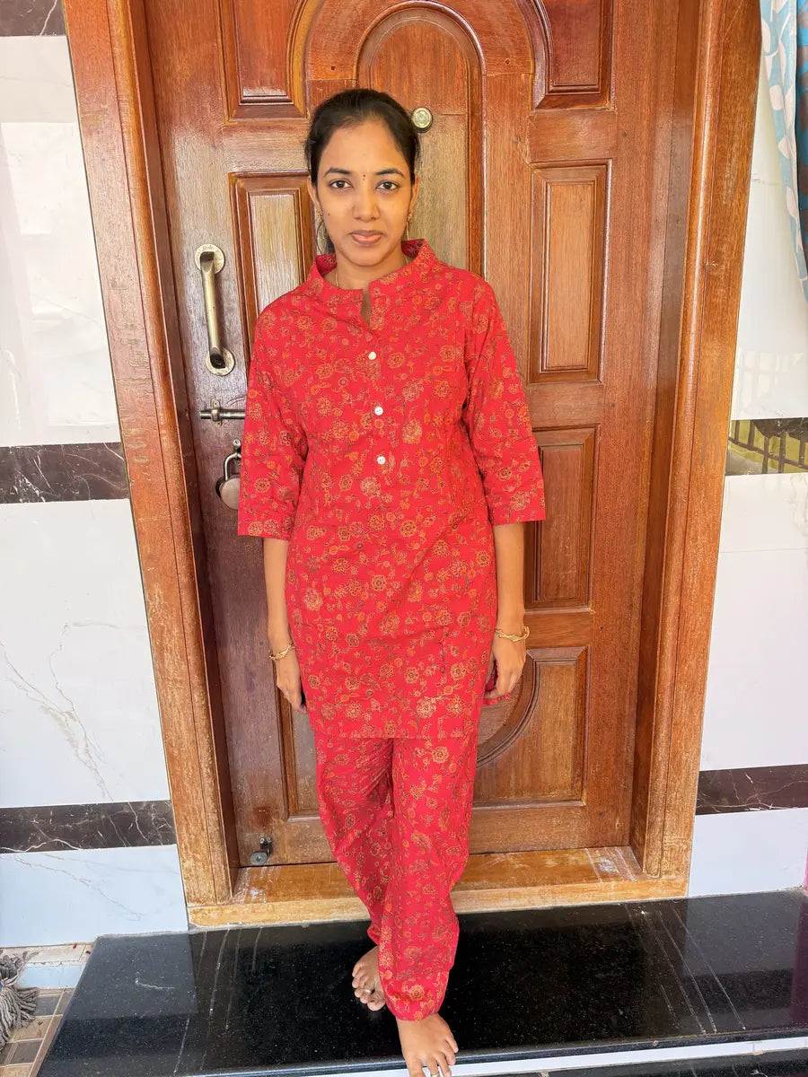 Feeding Coord Set -Jaipur Cotton -Pink Foil Print