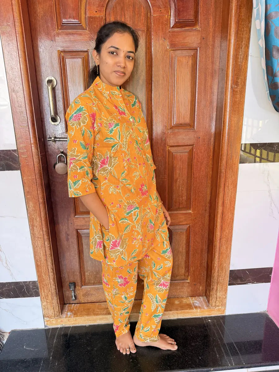 Feeding Coord Set -Jaipur Cotton -Yellow