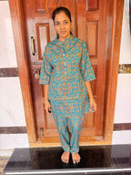 Feeding Coord Set -Jaipur Cotton -gree Foil