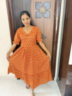 Stylish Cotton Maxi With Full Lining-Rustic Orange