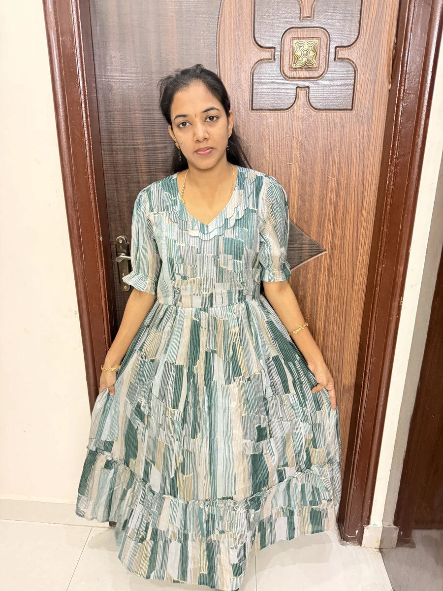 Stylish Cotton Maxi With Full Lining-Light Green