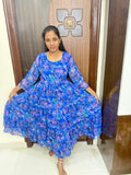 Feeding Georgette 3Tier Long Maxi-Blue