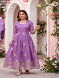 Jamdhani Silk Party Wear Maxi-Lavender