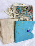 Feeding Raw Silk 3pc Set -  Teal Blue