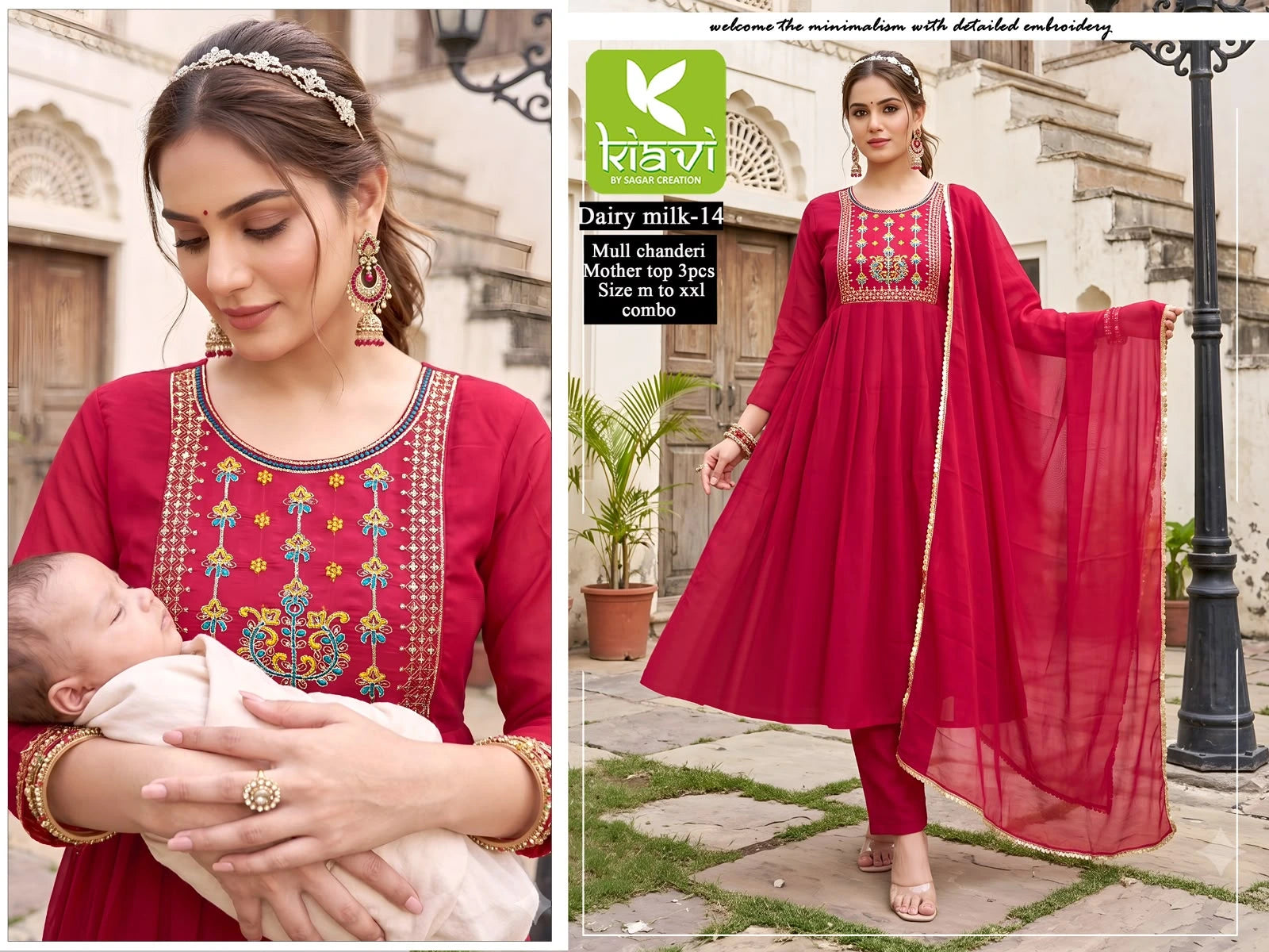 Feeding Mul Chanderi Kurta Set -Pink