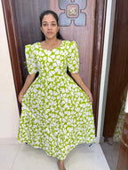 Pure Cotton Feeding Maxi-Green Floral