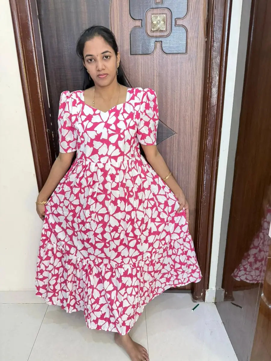 Pure Cotton Feeding Maxi-Pink Floral