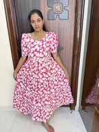 Pure Cotton Feeding Maxi-Pink Floral