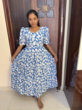 Pure Cotton Feeding Maxi-Blue Floral