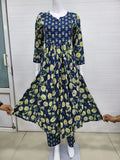 Feeding Pure Mul Cotton Two Pc Set With Lace Work-Rama Blue