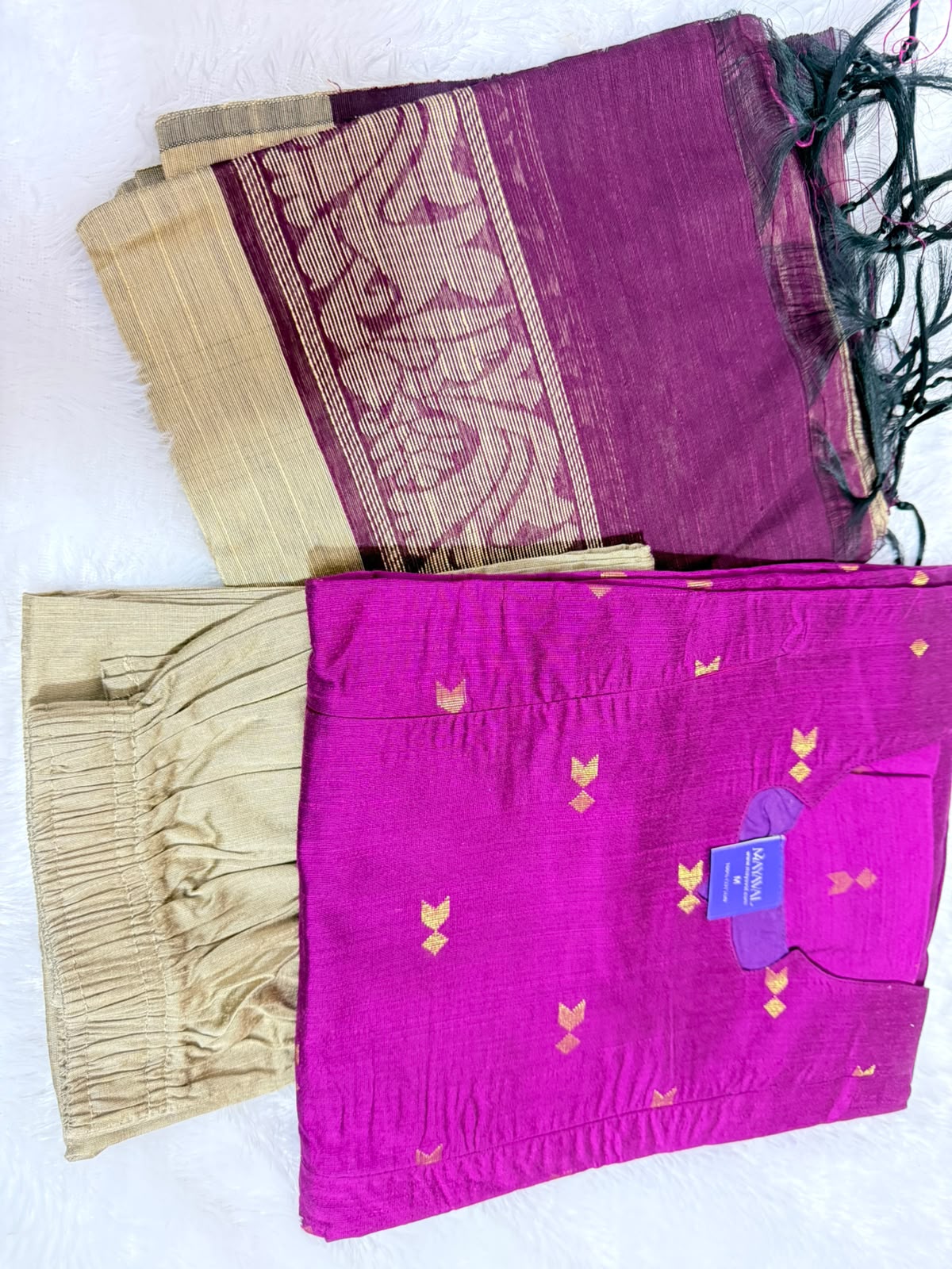 Feeding Raw Silk 3pc Set - Strong Magenta