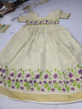 Party Wear Feeding Maxi -Golden Color-Violet Flower
