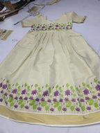 Party Wear Feeding Maxi -Golden Color-Violet Flower
